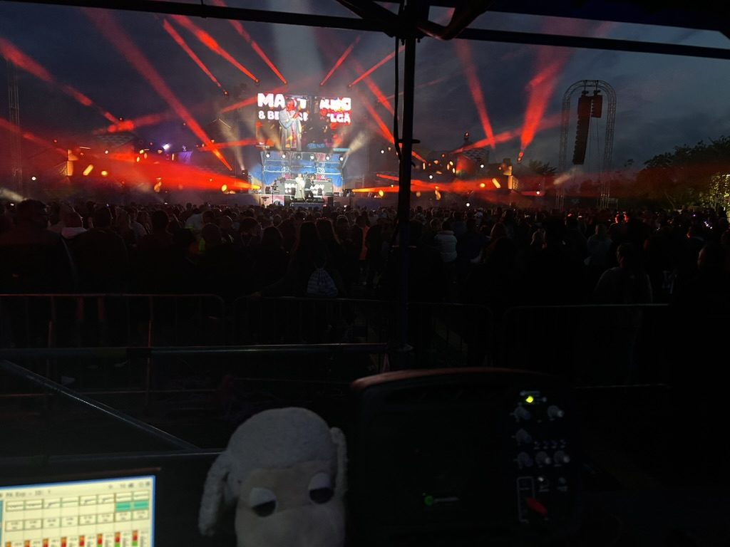Festival-Crowd im roten Abendlicht